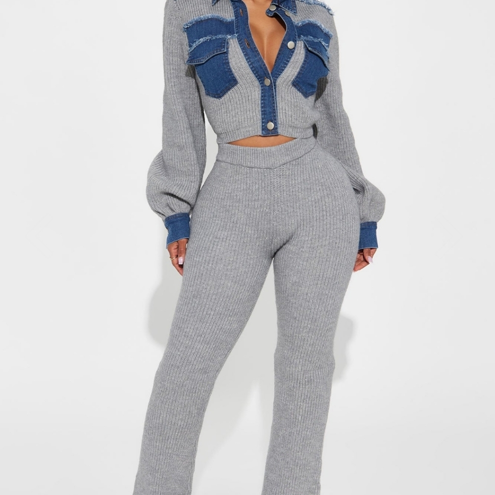 COPY - Stylish Gray Ribbed Knit Jumpsuit